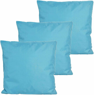 Anna's Collection Buitenkussens - 3x - lichtblauw - 60 x 60 cm - binnen/buiten