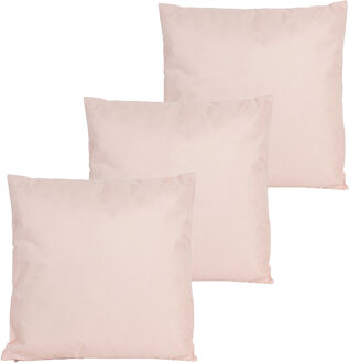 Anna's Collection Buitenkussens - 3x - lichtroze - 60 x 60 cm - binnen/buiten