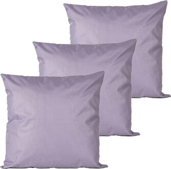 Anna's Collection Buitenkussens - 3x - lila paars - 60 x 60 cm - binnen/buiten