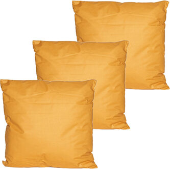 Anna's Collection Buitenkussens - 3x - oker geel - 60 x 60 cm - binnen/buiten