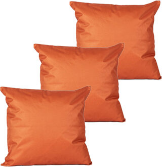 Anna's Collection Buitenkussens - 3x - oranje - 60 x 60 cm - binnen/buiten