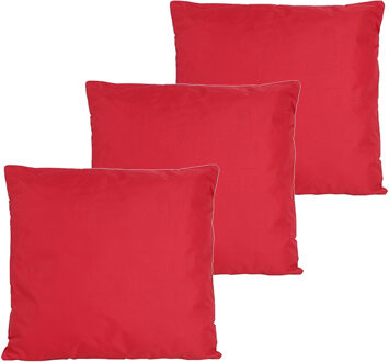 Anna's Collection Buitenkussens - 3x - rood - 60 x 60 cm - binnen/buiten