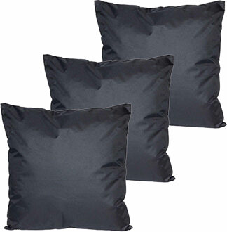 Anna's Collection Buitenkussens - 3x - Zwart - 60 x 60 cm - binnen/buiten