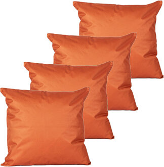 Anna's Collection Buitenkussens - 4x - oranje - 60 x 60 cm - binnen/buiten