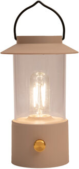 Anna's Collection Camping tafellamp/lantaarn Darcy - beige - 24 cm - dimbaar - draadloos/oplaadbaar USB - buiten