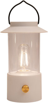 Anna's Collection Camping tafellamp/lantaarn Darcy - wit - 24 cm - dimbaar - draadloos/oplaadbaar USB - buiten