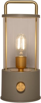 Anna's Collection Camping tafellamp/lantaarn Elin - groen - 25 cm - dimbaar - draadloos/oplaadbaar USB - buiten