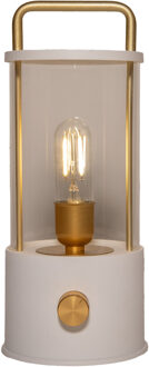 Anna's Collection Camping tafellamp/lantaarn Elin - wit - 25 cm - dimbaar - draadloos/oplaadbaar USB - buiten