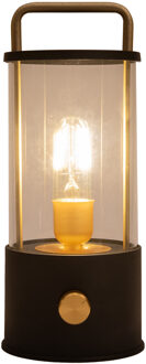 Anna's Collection Camping tafellamp/lantaarn Elin - zwart - 25 cm - dimbaar - draadloos/oplaadbaar USB - buiten