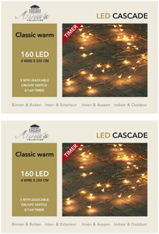 Anna's Collection Cascade draadverlichting - 3x - 160 led lampjes - extra warm wit - 8 lichtdraden - kerstverlichting