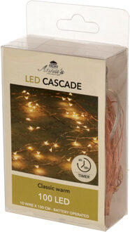 Anna's Collection Cascade draadverlichting lichtsnoer met 100 lampjes classic warm wit op batterijen Koper