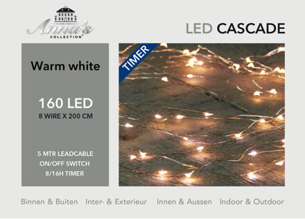 Anna's Collection Cascade draadverlichting - zilver - 200 cm - 160 lampjes - kerstverlichting