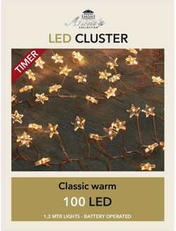 Anna's Collection CBD B.O. Koperdraad cluster ster 6/18 H timer 100 LED - 1,2 m classic warm wit / 3 x AA