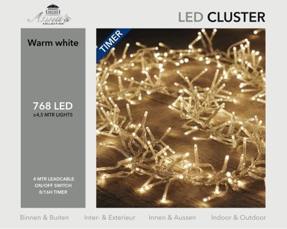 Anna's Collection Cluster lights 768 lampjes 4,5m LED warm wit 4m aanloopsnoer transparant bibui Transformator Clus...