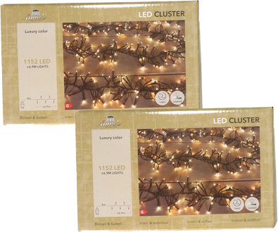 Anna's Collection Clusterverlichting - 2x - 1152 led lampjes - warm wit - 690 cm - kerstverlichting lichtsnoer