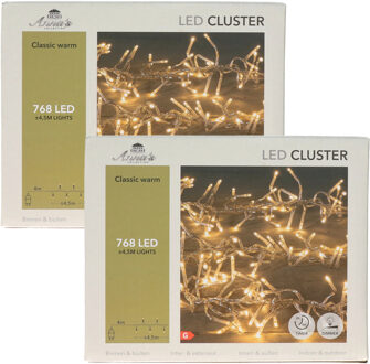 Anna's Collection Clusterverlichting - 2x - 768 led lampjes - klassiek warm wit - 450 cm - kerstverlichting