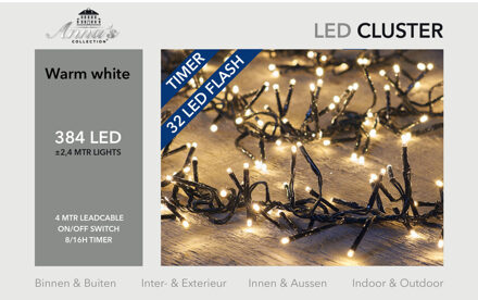 Anna's Collection Clusterverlichting flash 384 LED / 2,4 meter warm wit en 24 LED knipperend met timer