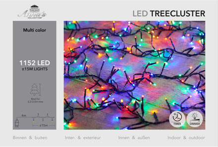 Anna's Collection Clusterverlichting - gekleurd - 1152 lampjes - 15 m - Kerstverlichting kerstboom Zwart