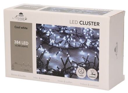 Anna's Collection Clusterverlichting helder wit buiten 384 lampjes met timer kerstverlichting - Kerstverlichting kerstboom