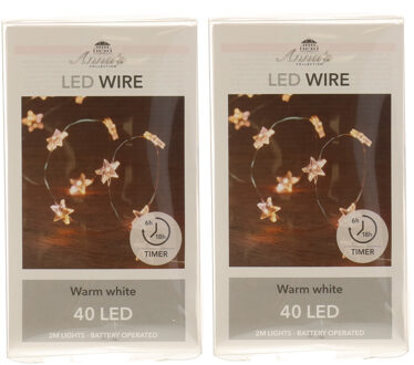 Anna's Collection Draad lichtsnoer - 2x - 40 sterren lampjes - 2 m