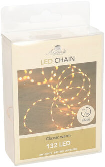 Anna's Collection Draadverlichting - koper - 132 led lampjes - klassiek warm wit - batterij - timer - lichtsnoer