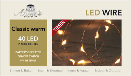 Anna's Collection Draadverlichting - koper - 40 led lampjes - klassiek warm wit - 200 cm - lichtsnoer
