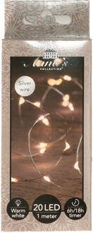 Anna's Collection Draadverlichting lichtsnoer - 20 led lampjes - warm wit - zilver draad - 100 cm - lichtdraad