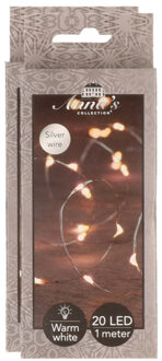 Anna's Collection Draadverlichting lichtsnoer - 2x - 20 led lampjes - zilver - warm wit licht - 1 meter