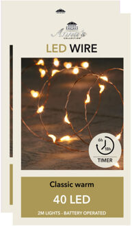 Anna's Collection Draadverlichting lichtsnoer - 2x - 40 led lampjes - koper draad - warm wit licht - 200 cm