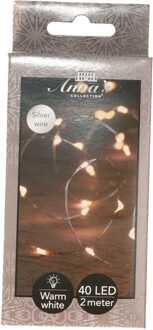 Anna's Collection Draadverlichting lichtsnoer - 40 led lampjes - warm wit - zilver draad - 200 cm - lichtdraad