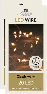 Anna's Collection Draadverlichting lichtsnoeren - 2x - 20 led lampjes - koper draad - warm wit licht - 100 cm