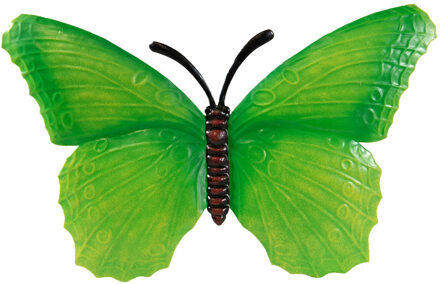 Anna's Collection Groen metalen tuindecoratie vlinder 40 cm - Tuinbeelden