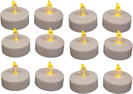 Anna's Collection Grote LED theelichtjes - 12x - wit - D6 x H4,5 cm - waxinelichtjes - kaarse