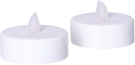 Anna's Collection Grote LED theelichtjes - 2x - wit - D6 x H4,5 cm - timer - waxinelichtjes - kaarse