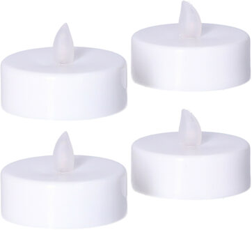 Anna's Collection Grote LED theelichtjes - 4x - wit - D6 x H4,5 cm - timer - waxinelichtjes - kaarse