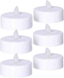 Anna's Collection Grote LED theelichtjes - 6x - wit - D6 x H4,5 cm - timer - waxinelichtjes - kaarse