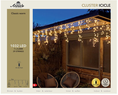 Anna's Collection Ijspegelverlichting - 1032 led lampjes - klassiek warm wit - 700 cm - timer en dimmer