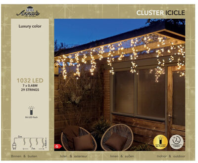 Anna's Collection Ijspegelverlichting - 1032 led lampjes - warm wit - 700 cm - timer en dimmer - knipper effect