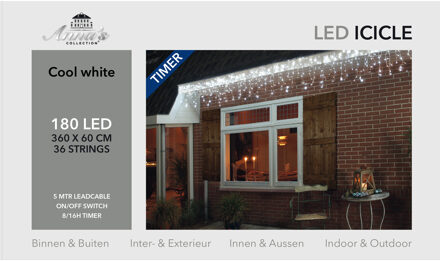 Anna's Collection IJspegelverlichting - 180 led lampjes - helder wit - 360 x 60 cm - lichtsnoer