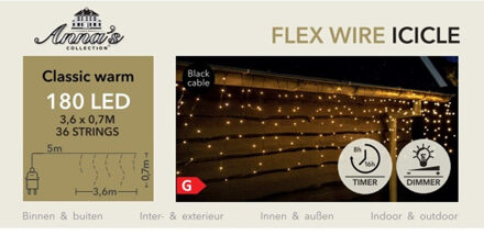 Anna's Collection Ijspegelverlichting - 180 led lampjes - warm wit - 360 x 70 cm - buiten - lichtsnoer