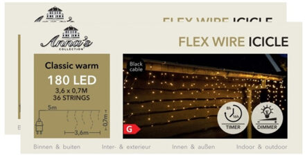 Anna's Collection Ijspegelverlichting - 2x - 180 led lampjes - warm wit - 360 x 70 cm - buiten - lichtsnoer