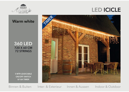 Anna's Collection IJspegelverlichting 360 lampjes warm wit Icicle Lights Zwart