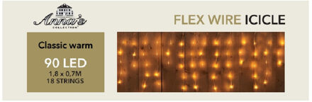 Anna's Collection Ijspegelverlichting - 90 led lampjes - warm wit - 180 x 70 cm - buiten - lichtsnoer Zwart