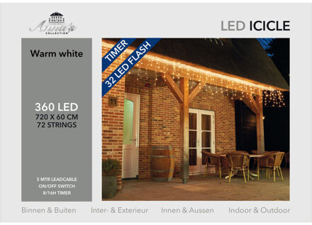 Anna's Collection Ijspegelverlichting - lichtsnoer - 360 led lampjes - warm wit - 720 x 60 cm