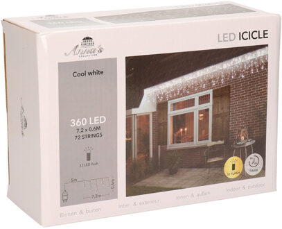 Anna's Collection IJspegelverlichting lichtsnoer - 720 x 60 cm - 360 led lampjes - helder wit - knipperfunctie