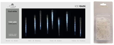 Anna's Collection IJspegelverlichting transparant lichtsnoer met 100 witte lampjes inclusief dakgoot haakjes