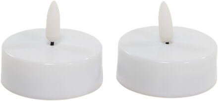 Anna's Collection Jumbo theelichtjes/waxinelichtjes - 6x - wit - D6 x H4,5 cm - 3D vlam - timer