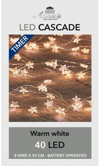 Anna's Collection Kerst cascade verlichting sterretjes met timer warm wit 8x 50 cm