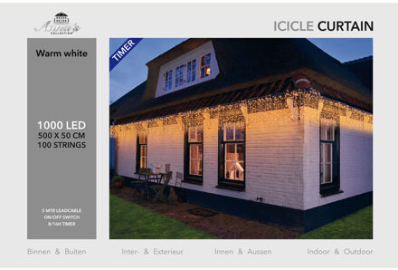 Anna's Collection Kerst ijspegelverlichting - met timer - 1000 led lampjes - warm wit