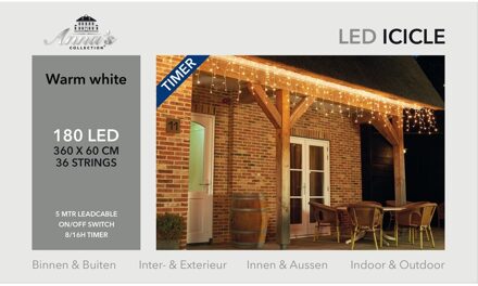 Anna's Collection Kerst ijspegelverlichting met timer 180 lampjes warm wit 3,6 m